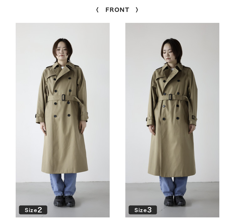 HYKE(ハイク) TRENCH COAT -REGULAR FIT- 身長別定番トレンチのサイズ