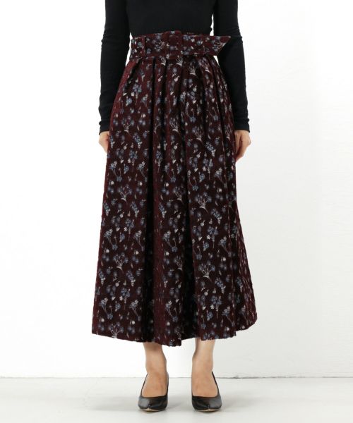 Floral Jacquard Flared Skirt