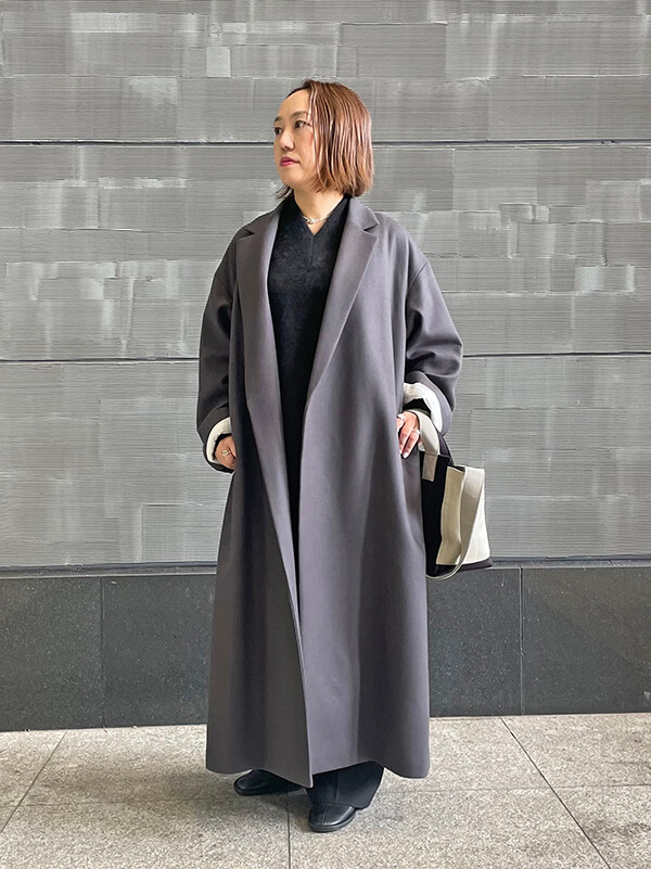 た*ま様 ATONフード付きグレー系ロングコート 新作入荷！ATON(エイトン)で