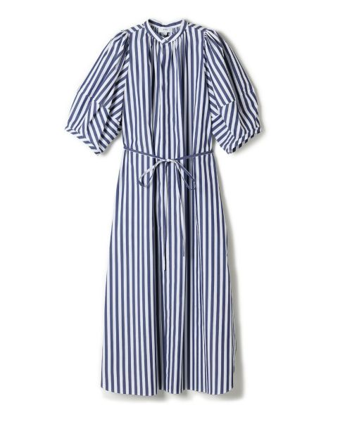 T/C STRIPED BALLOON SLEEVE DRESS