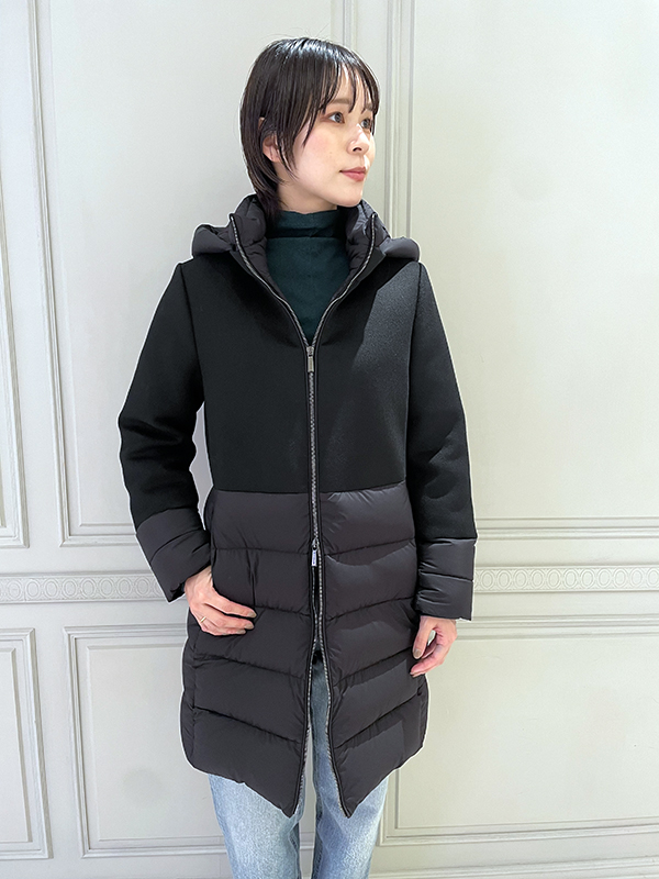 9【美品・鑑定済】ムーレー☆ニット切り替えダウンジャケット 46 