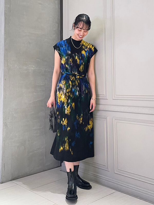 AKIRANAKA アキラナカ ボタニカル花柄ワンピースドレス アイボリー  