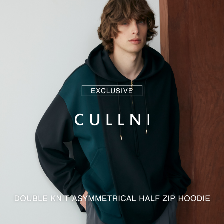 CULLNI(クルニ)】 PARIGOT(パリゴ)別注 Asymmerrical Half Zip Hoodie  